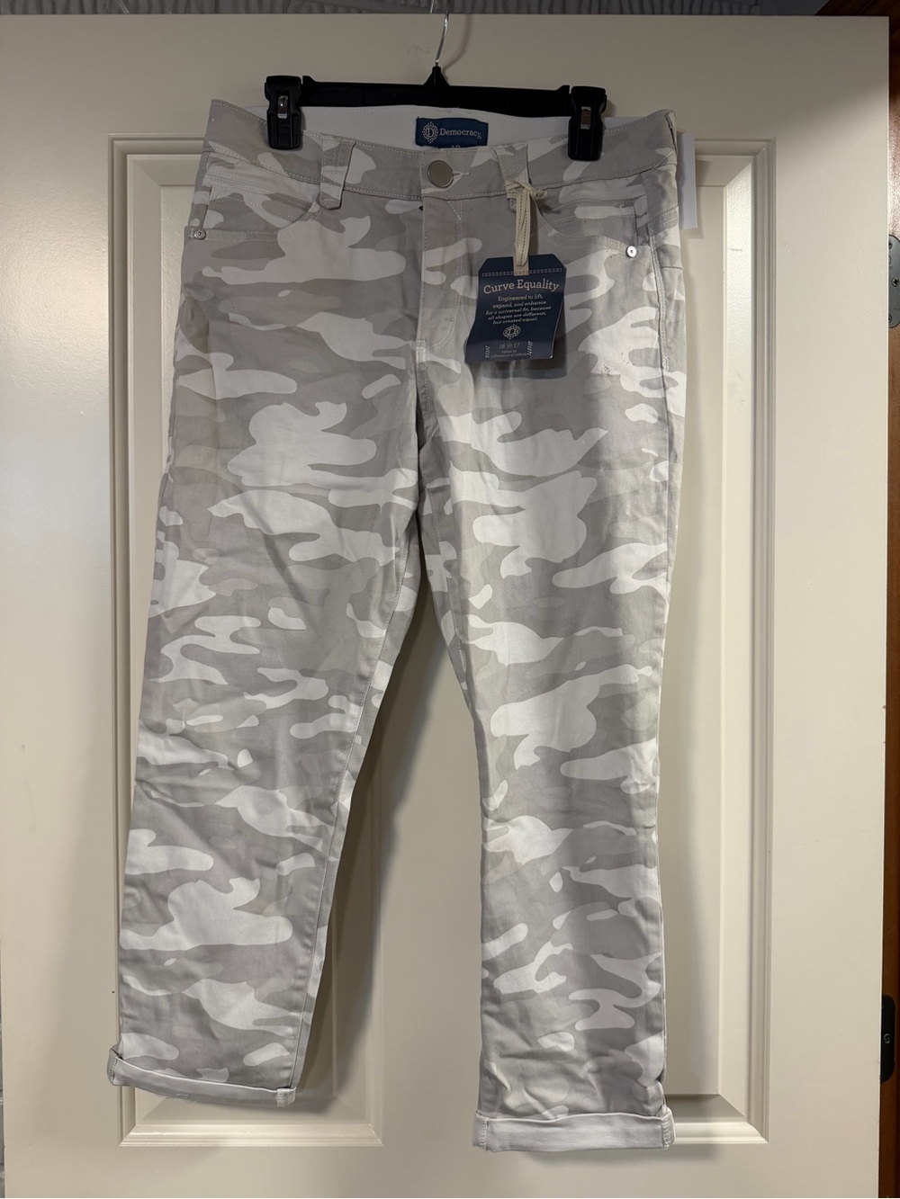 Democracy “Ab”solution Gray White Camo Skinny Jeans Size 12 NWT
